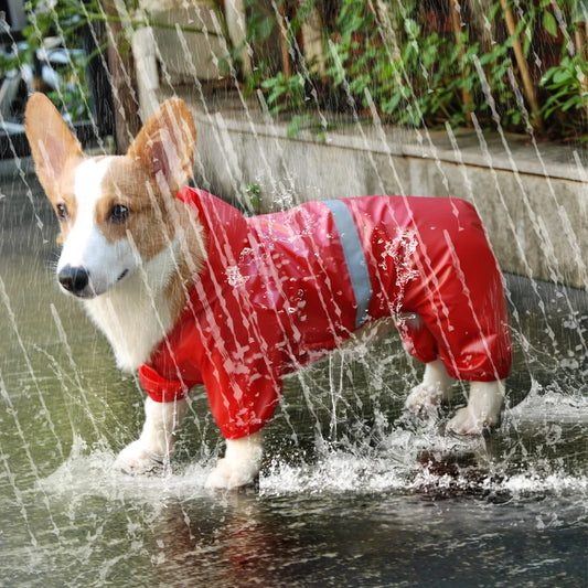 Pet Dog Waterproof Raincoat Jumpsuit Reflective Rain Coat Sunscreen Dog Outdoor Clothes Jacket for Small Dog Pet Supplies - Mishmishpets