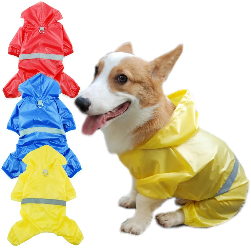 Pet Dog Waterproof Raincoat Jumpsuit Reflective Rain Coat Sunscreen Dog Outdoor Clothes Jacket for Small Dog Pet Supplies - Mishmishpets