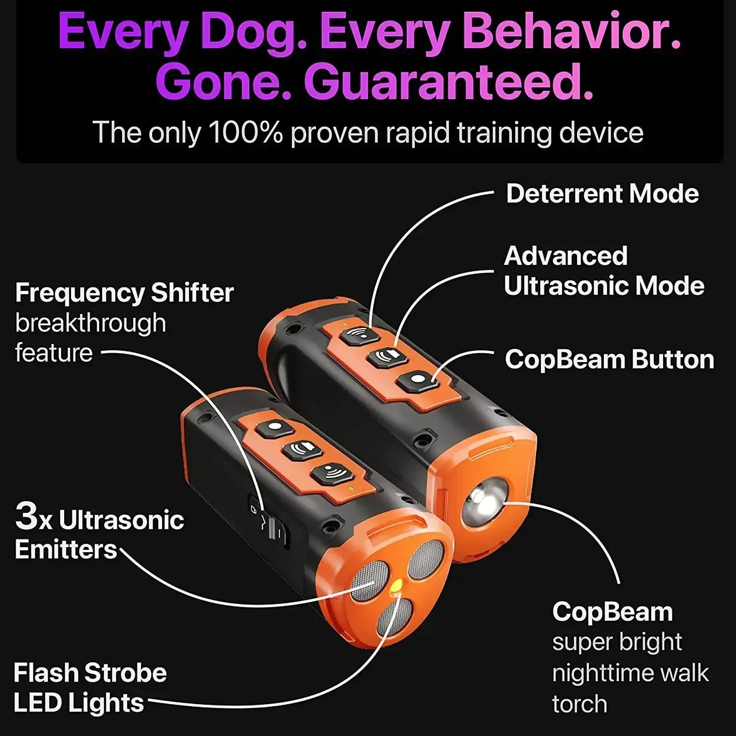 Rechargeable Anti Dog Bark Deterrent Device With LED Flashlight Mishmishpets