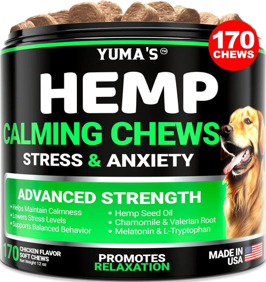 Hemp Calming Chews for Dogs Advanced Dog Calming Treats 170 Chews Chicken Flavor Mishmishpets