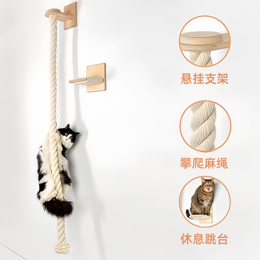 Cat Climber Solid Wood Cat Climbing Frame TONTINE Rope Large Cat Rope Ladder Cat Jumping Platform Suit - Mishmishpets