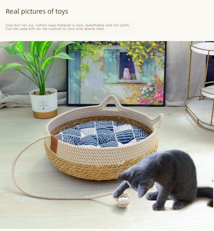 Heattech Rattan Special Mat Cat Nest - Mishmishpets