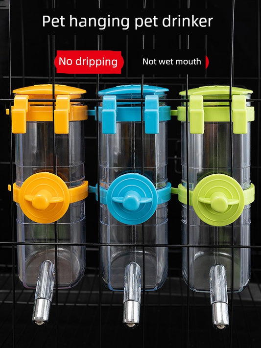 Pet Cat Dog Water Kettle Hanging Water Fountain Mouth Wet-Proof Hanging Dog Water Feeder Hanging Cage Drinking Water Handy Gadget - Mishmishpets