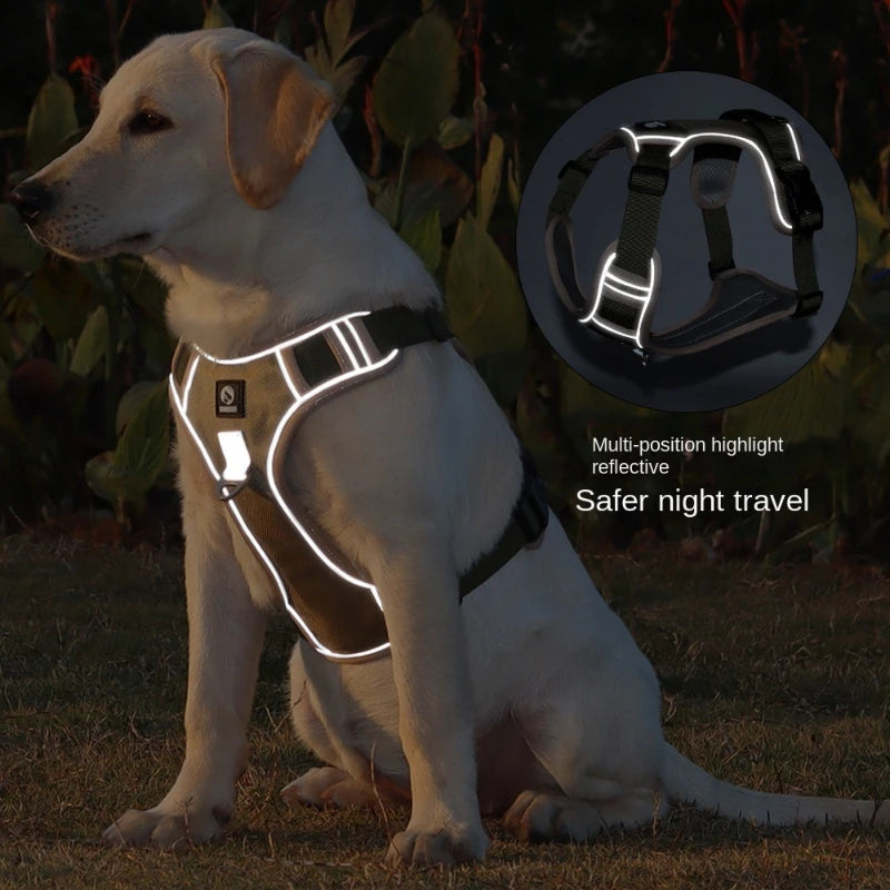 Adjustable Harness Dog Reflective Safety Training Walking Chest Vest Leads Collar For French Bulldog Pets Dogs Accessories - Mishmishpets