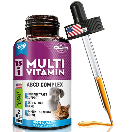 Cat Dog Multivitamin Liquid with Glucosamine and Cranberry Health Supplements - Mishmishpets