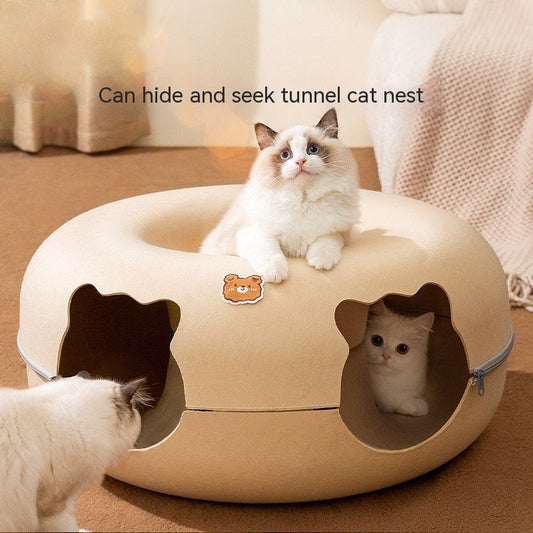 Animal-shaped Felt Zipper Cat Nest - Mishmishpets